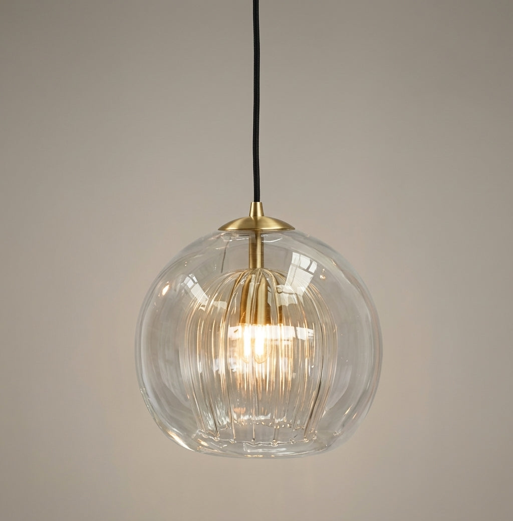 Clear Amber Glass Globe Pendant Light Hanging Ceiling Light