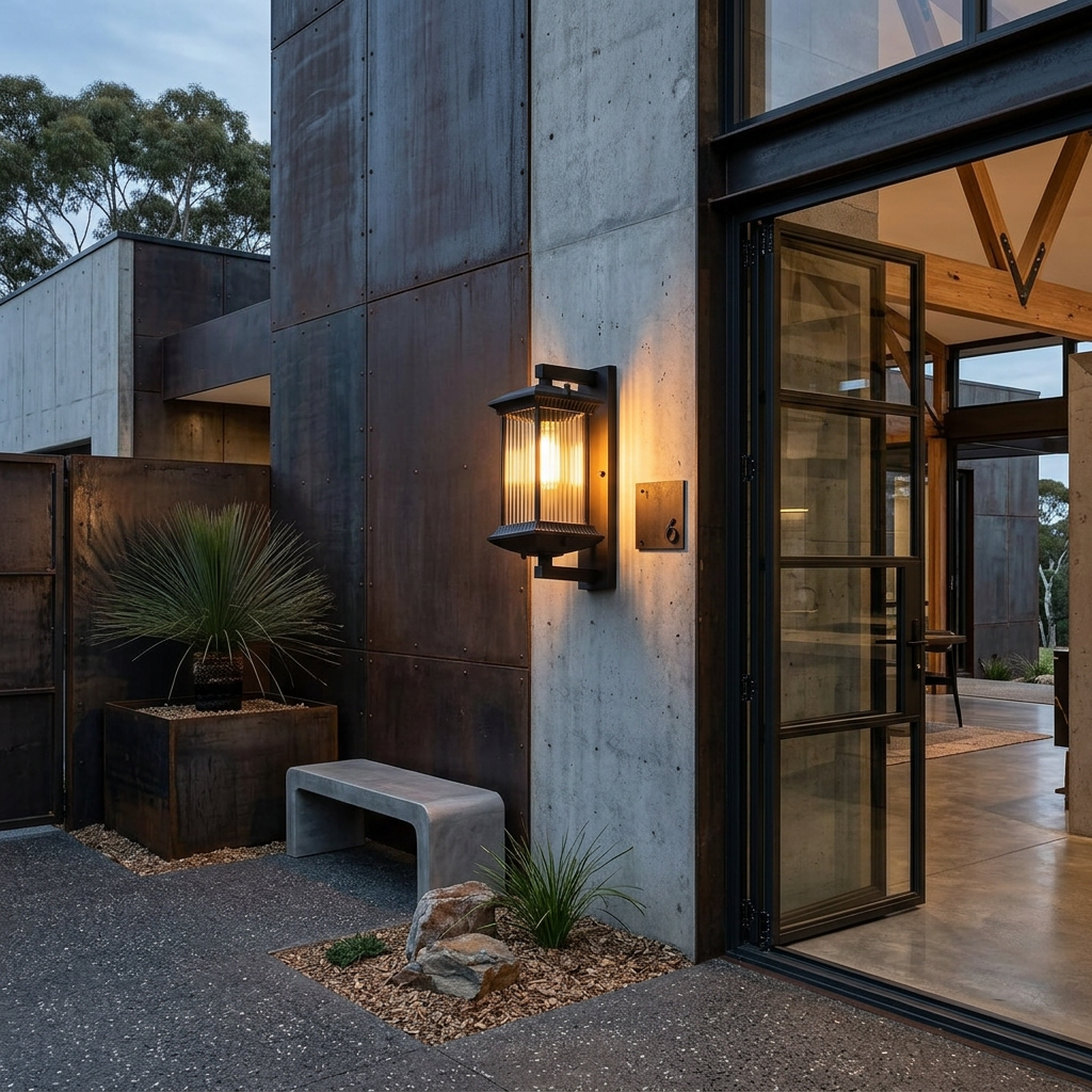 Ribbed Glass Outdoor Lantern Wall Light