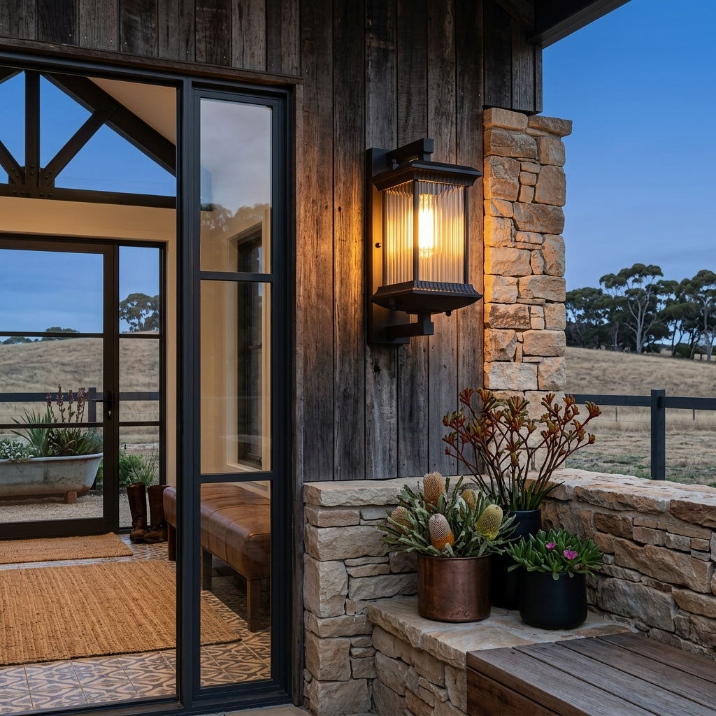 Ribbed Glass Outdoor Lantern Wall Light