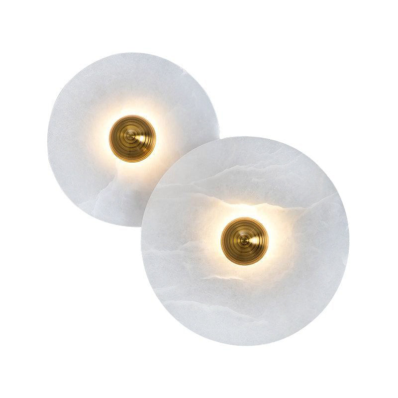 Wall Light Alabaster Stone Round Disc Minimalist Living Room Bedroom Hallway