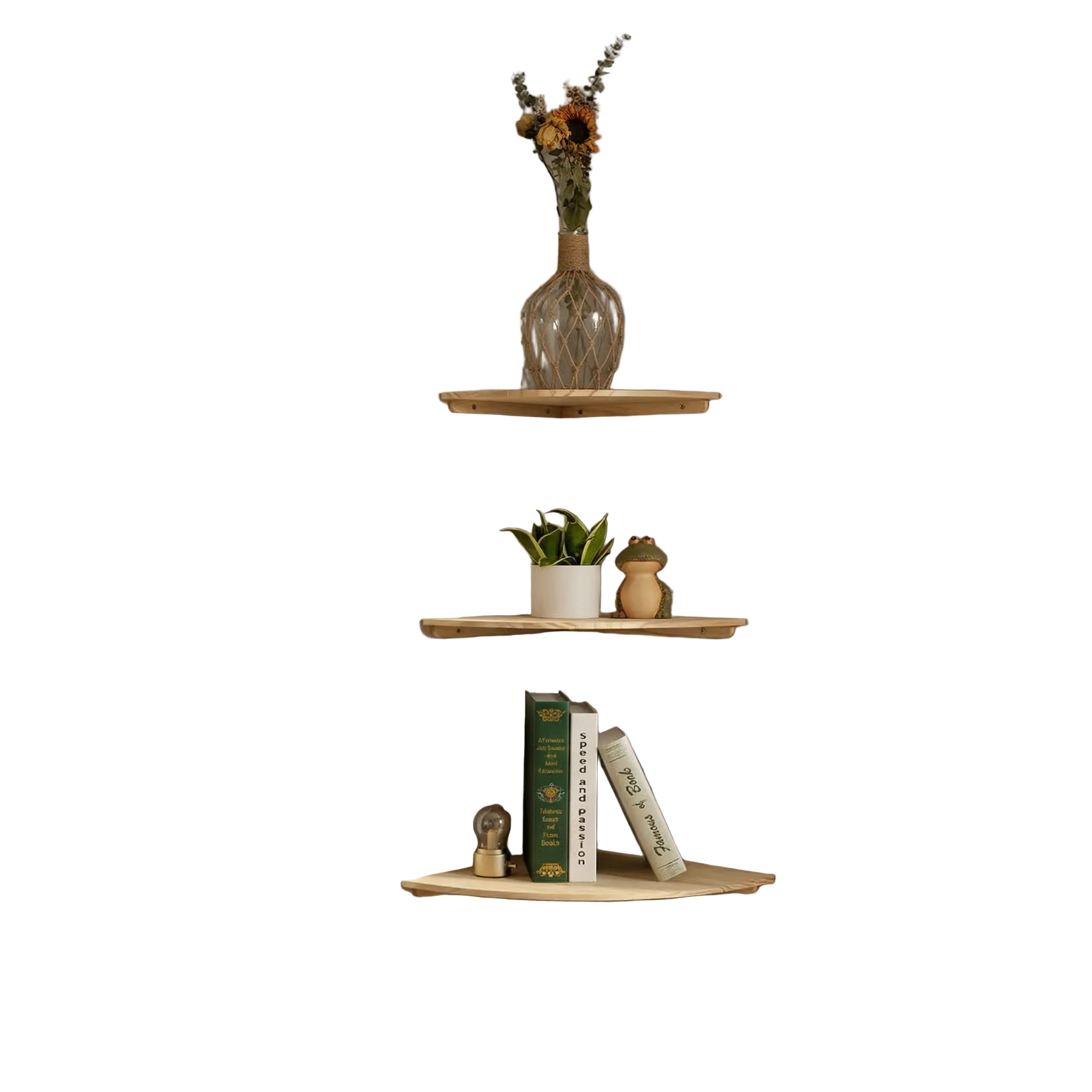 Wall Mounted Corner Shelf Wood Floating Shelf