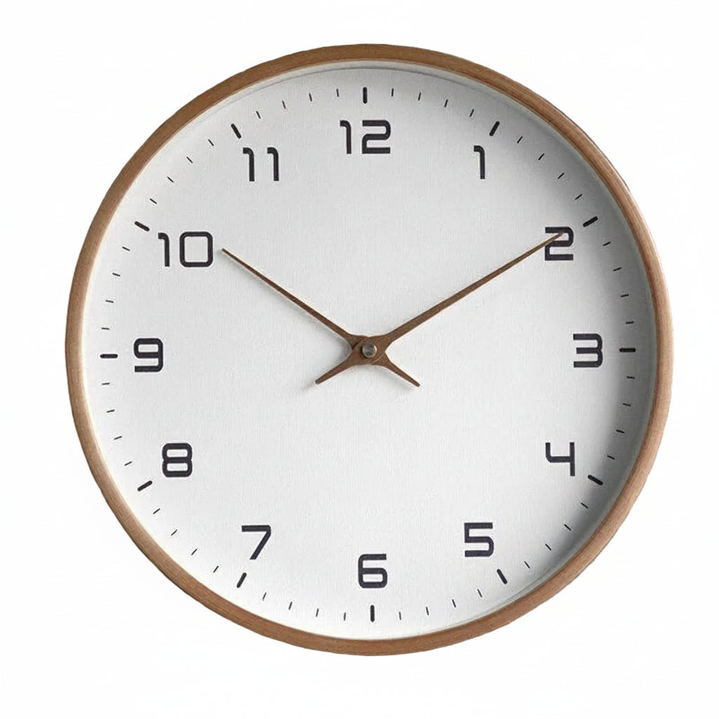 Round Wood Quartz Wall Clock Analog Clock