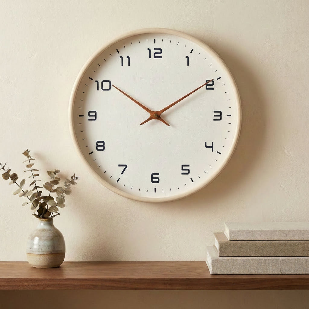 Round Wood Quartz Wall Clock Analog Clock