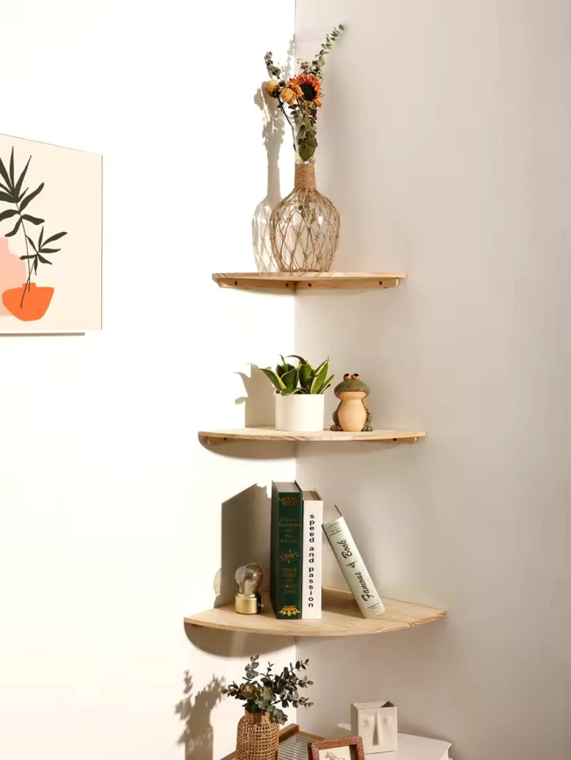 Wall Mounted Corner Shelf Wood Floating Shelf