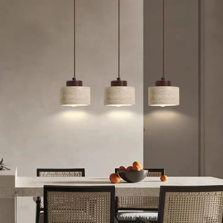 Pendant Light Travertine Stone Wood Minimalist Bedside Dining Room Bedroom