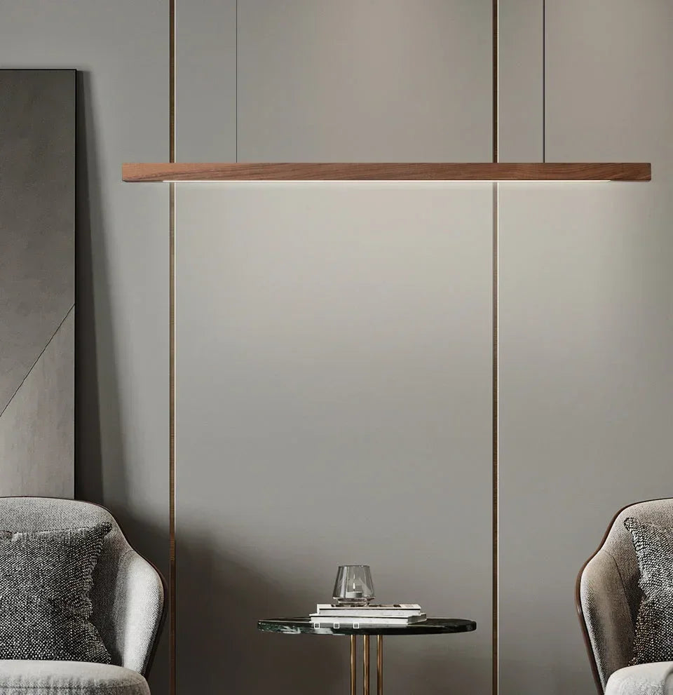Wood Linear LED Pendant Light for Dining Tables and Islands