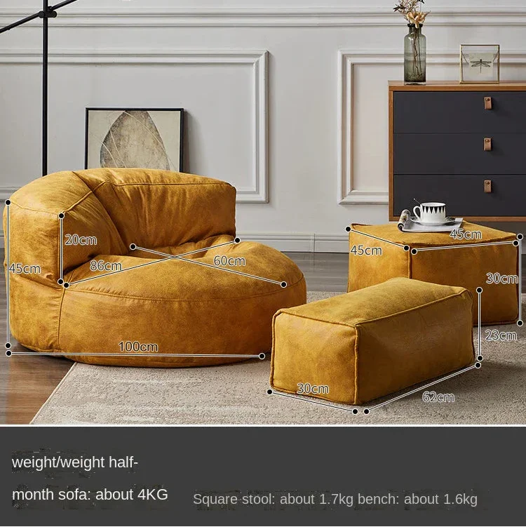 Bean Bag Sofa Cover Ergonomic Lounge Seat with Matching Stools