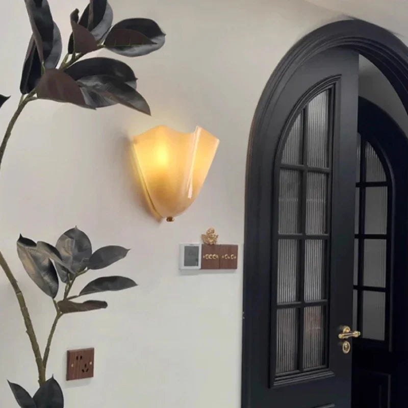 Coloured Frosted Glass Wall Lamp E14 for Bedside and Hallway