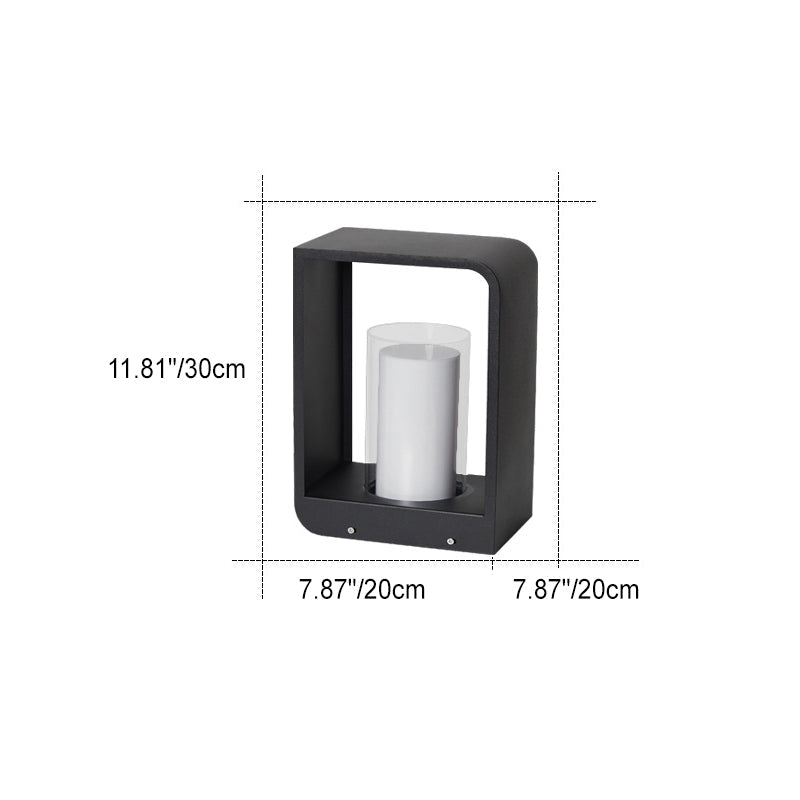 Garden Light Outdoor LED Stainless Steel Square Bollard Solar Waterproof Lawn Landscape Patio