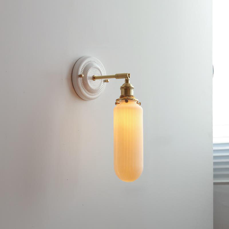 Wall Light Sconce Ceramic Brass Round Vintage Traditional Living Room Bedroom Hallway