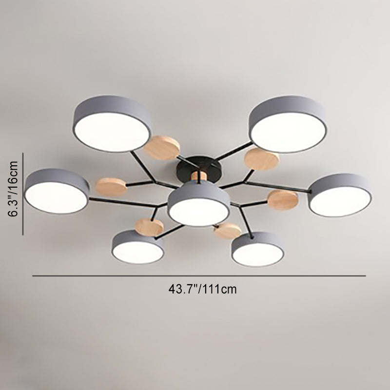 Semi Flush Mount Ceiling Light LED Dimmable Scandinavian Branch Design Living Room