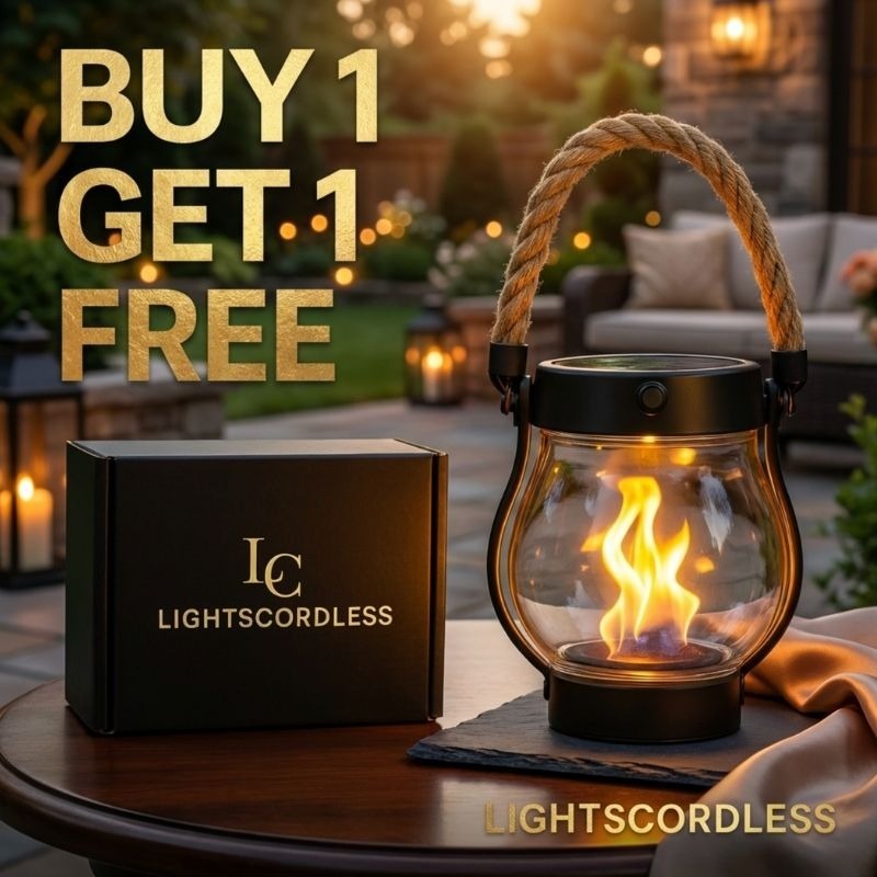 Solar Flame Lantern Hanging Outdoor Light Automatic Dusk to Dawn Rope Handle Pathway Deck Decor
