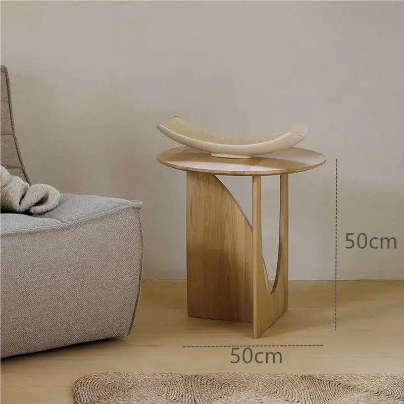 Solid Wood Round Side Table 50 cm Scandinavian Design