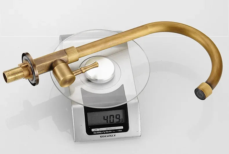 Kitchen Mixer Tap Swan Neck Brass Vintage Single Hole Ceramic Valve Tall Spout