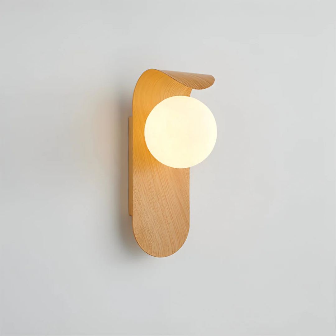 Wood Effect Globe Wall Sconce G9 LED Scandinavian Style