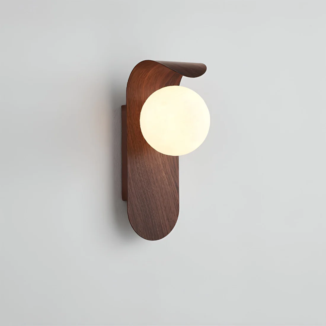 Wood Effect Globe Wall Sconce G9 LED Scandinavian Style