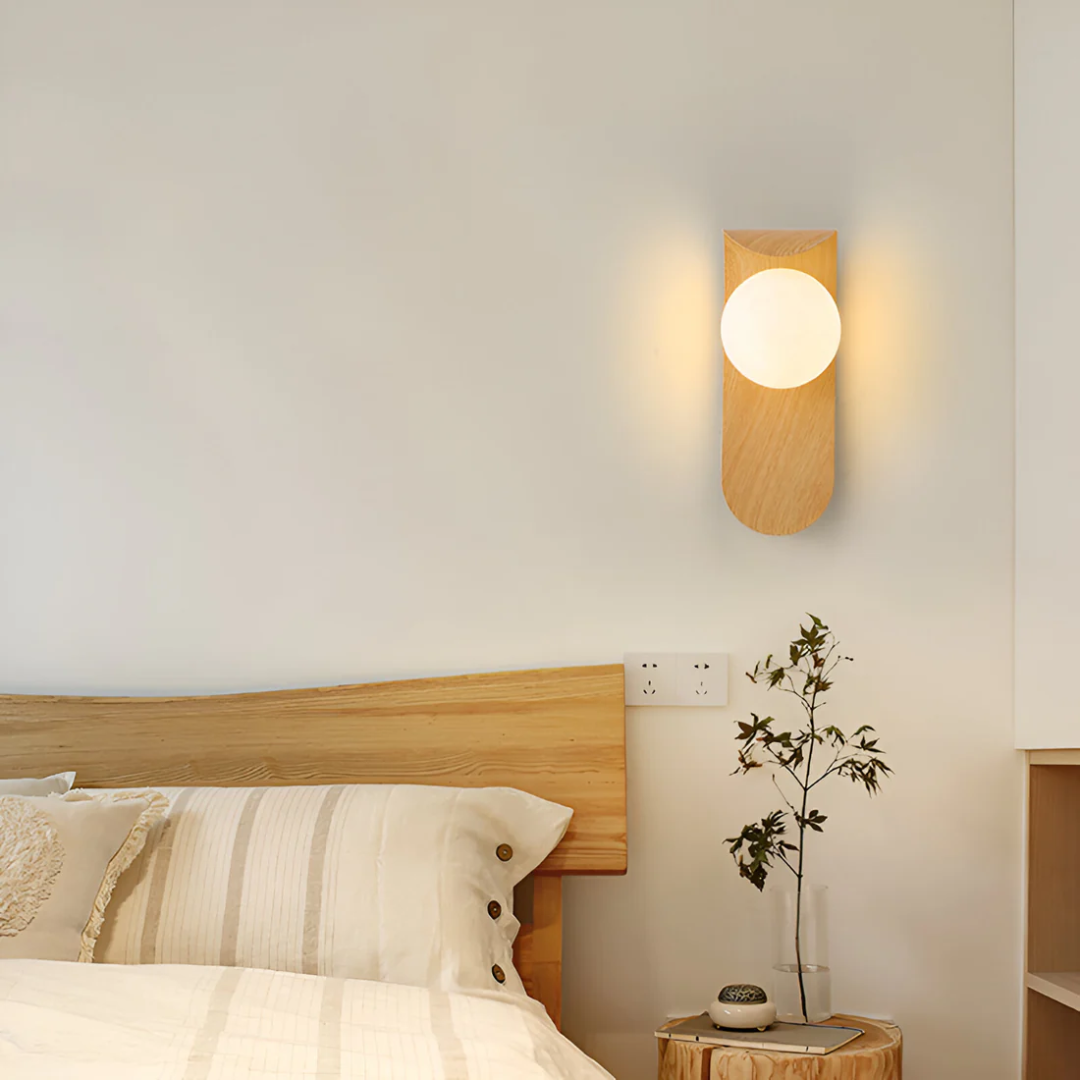 Wood Effect Globe Wall Sconce G9 LED Scandinavian Style