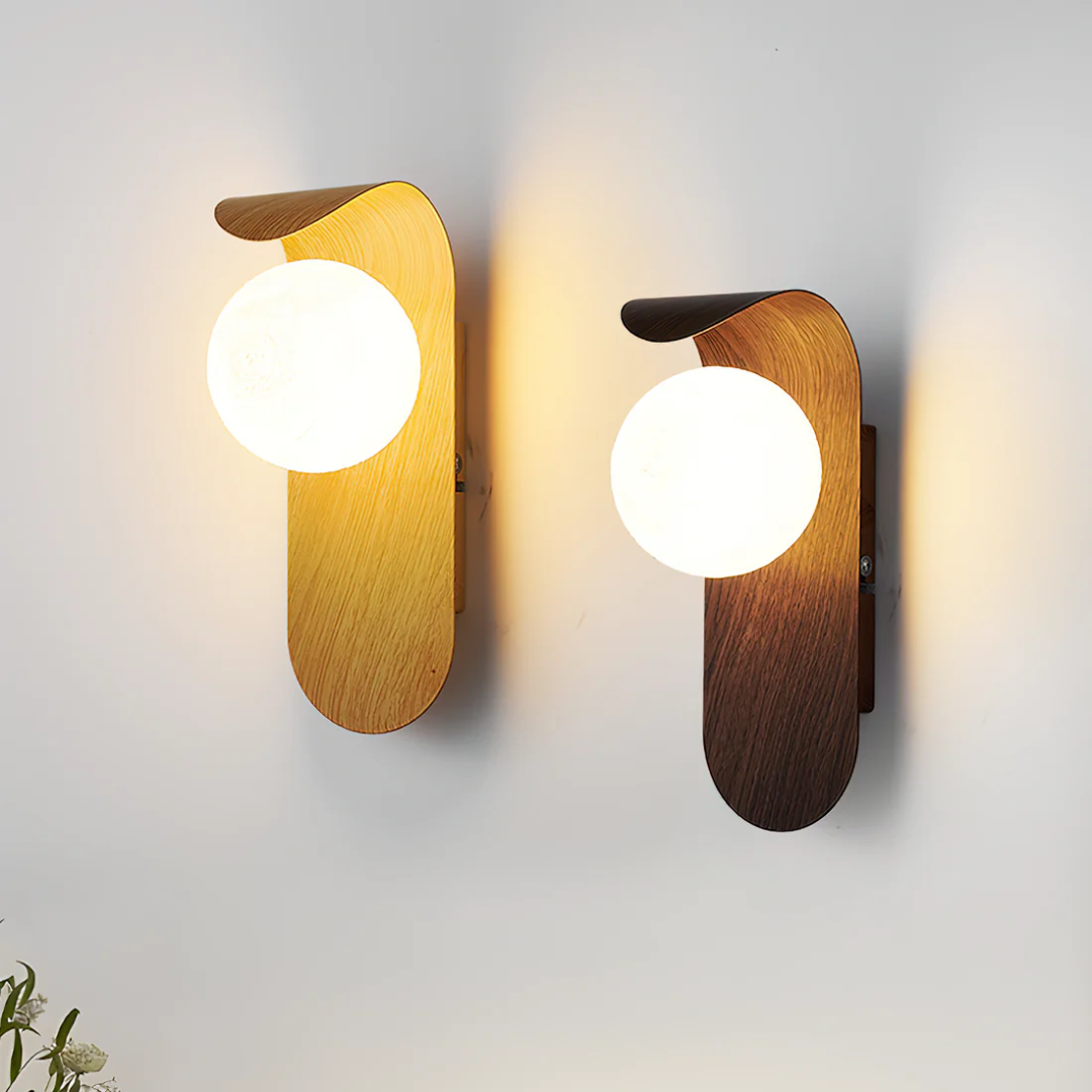 Wood Effect Globe Wall Sconce G9 LED Scandinavian Style