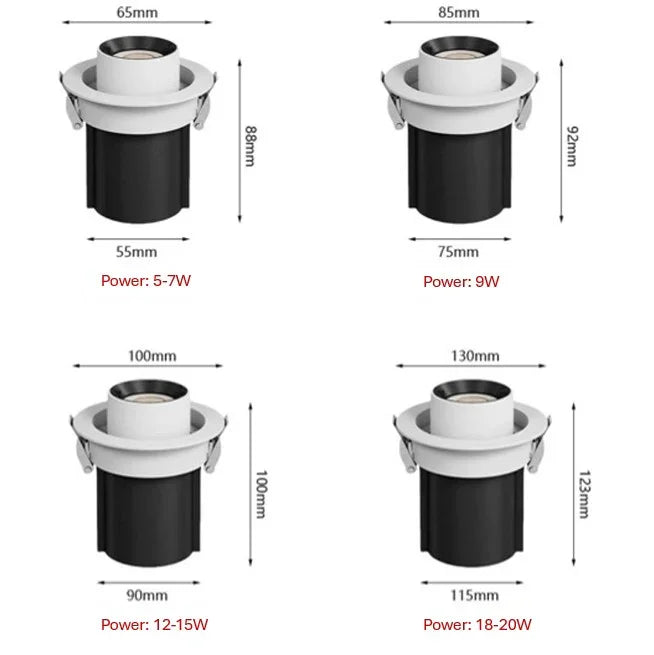 Die-Cast Aluminium LED Recessed Downlight Dimmable