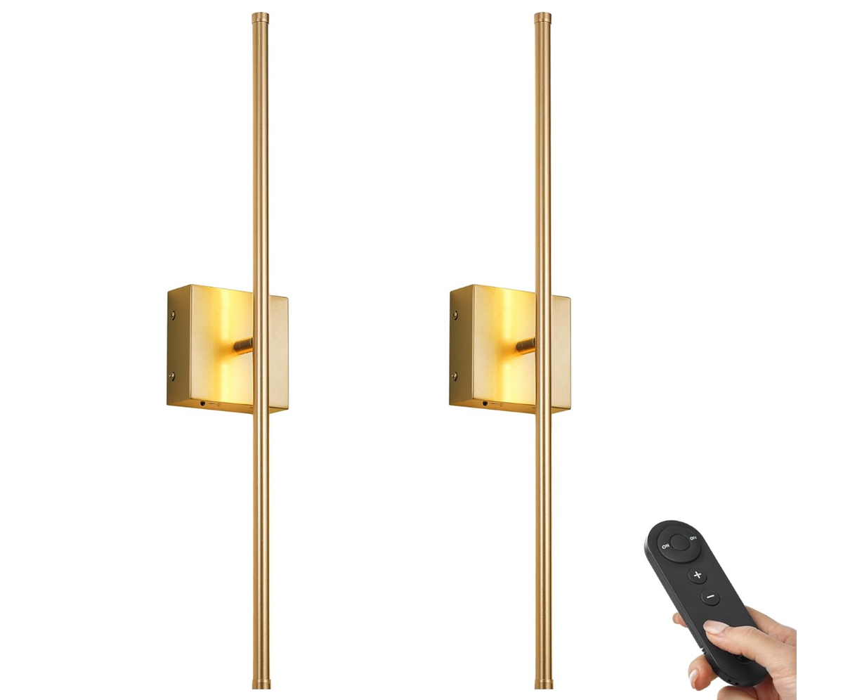 Wireless Wall Sconce Set of 2 Linear Stick Light Rechargeable Metal Dimmable Hallway Dining Room