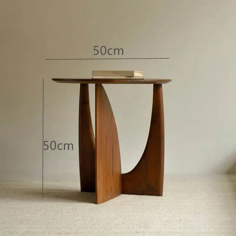 Solid Wood Round Side Table 50 cm Scandinavian Design