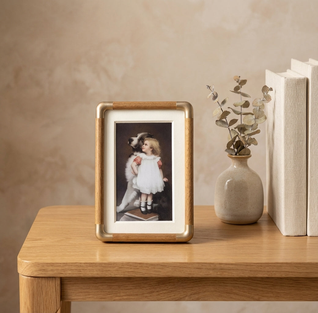 Solid Wood Tabletop Photo Frame with Vintage Style