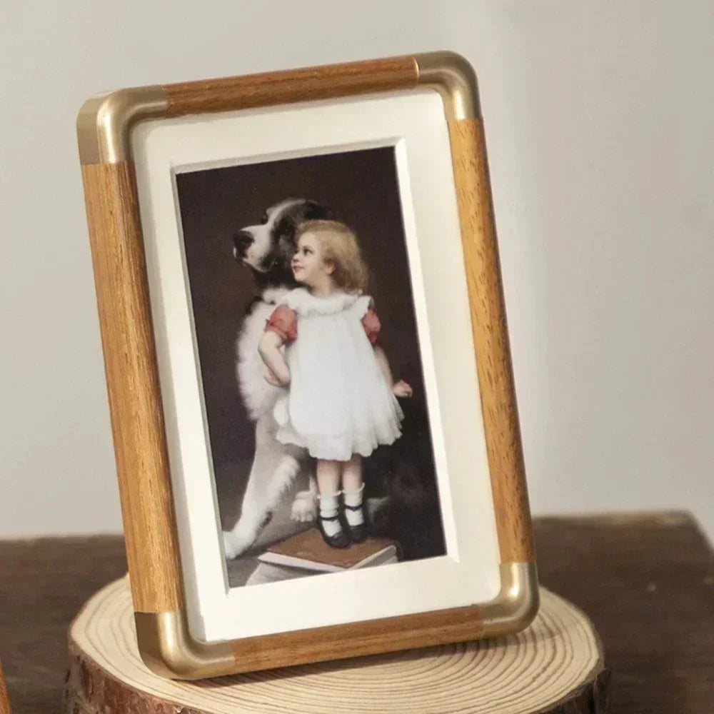 Solid Wood Tabletop Photo Frame with Vintage Style