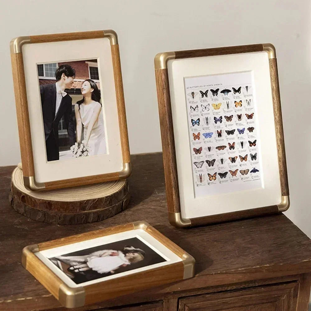 Solid Wood Tabletop Photo Frame with Vintage Style