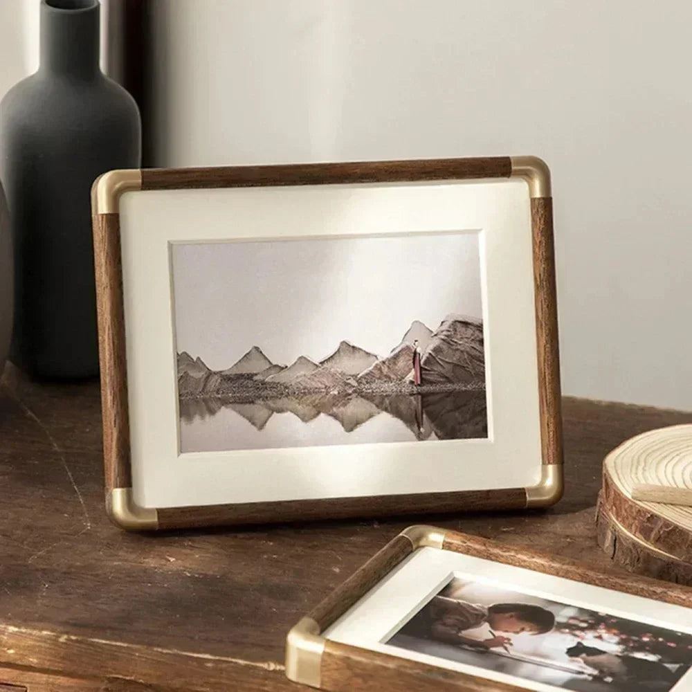 Solid Wood Tabletop Photo Frame with Vintage Style