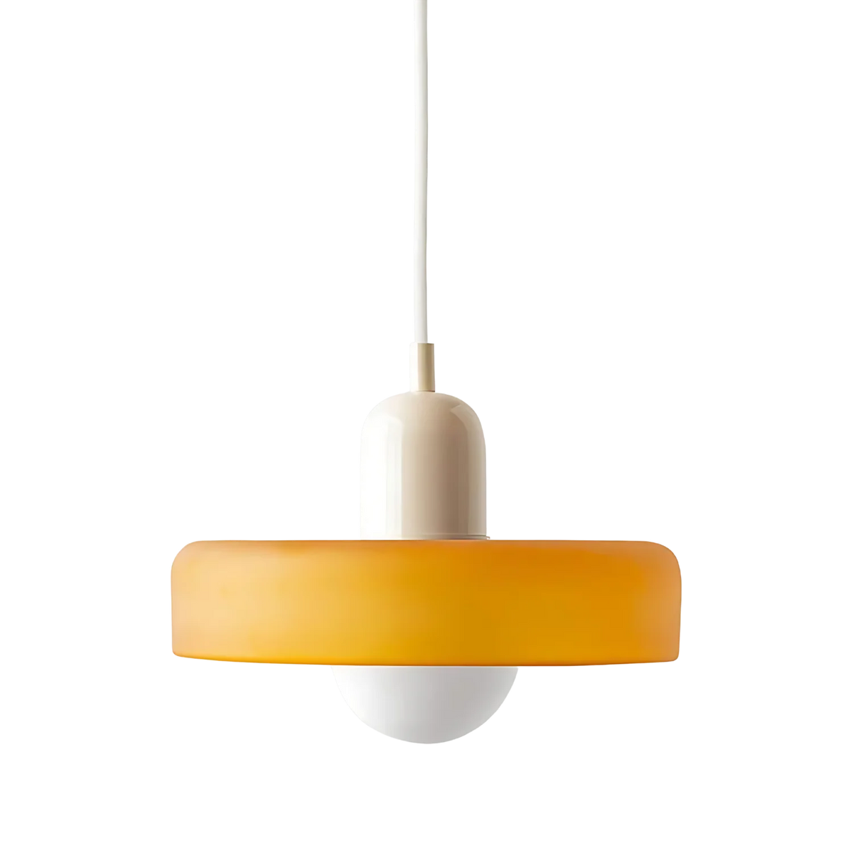 Pendant Light Brushed Metal Coloured Glass Halo Modern Dining Room Bedroom