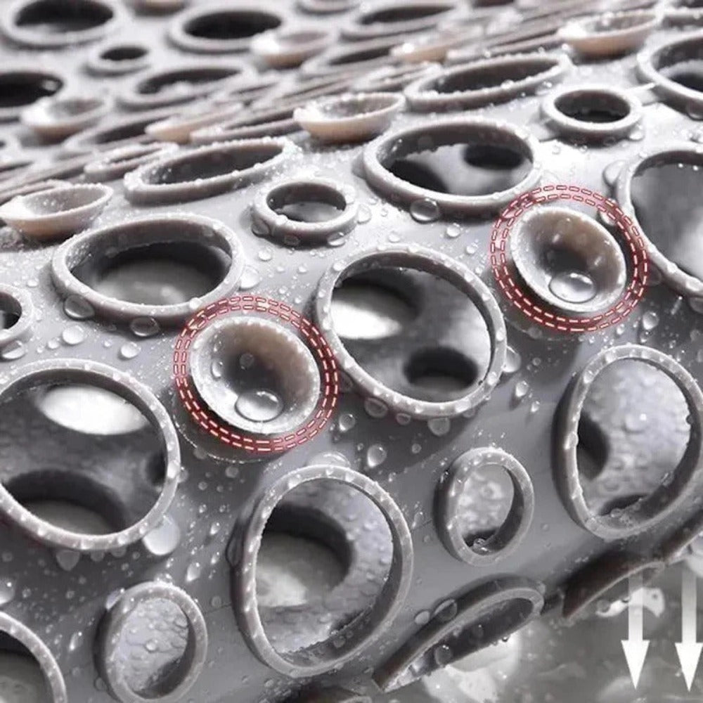 TPE Shower Mat with Suction Cups & Drainage Holes