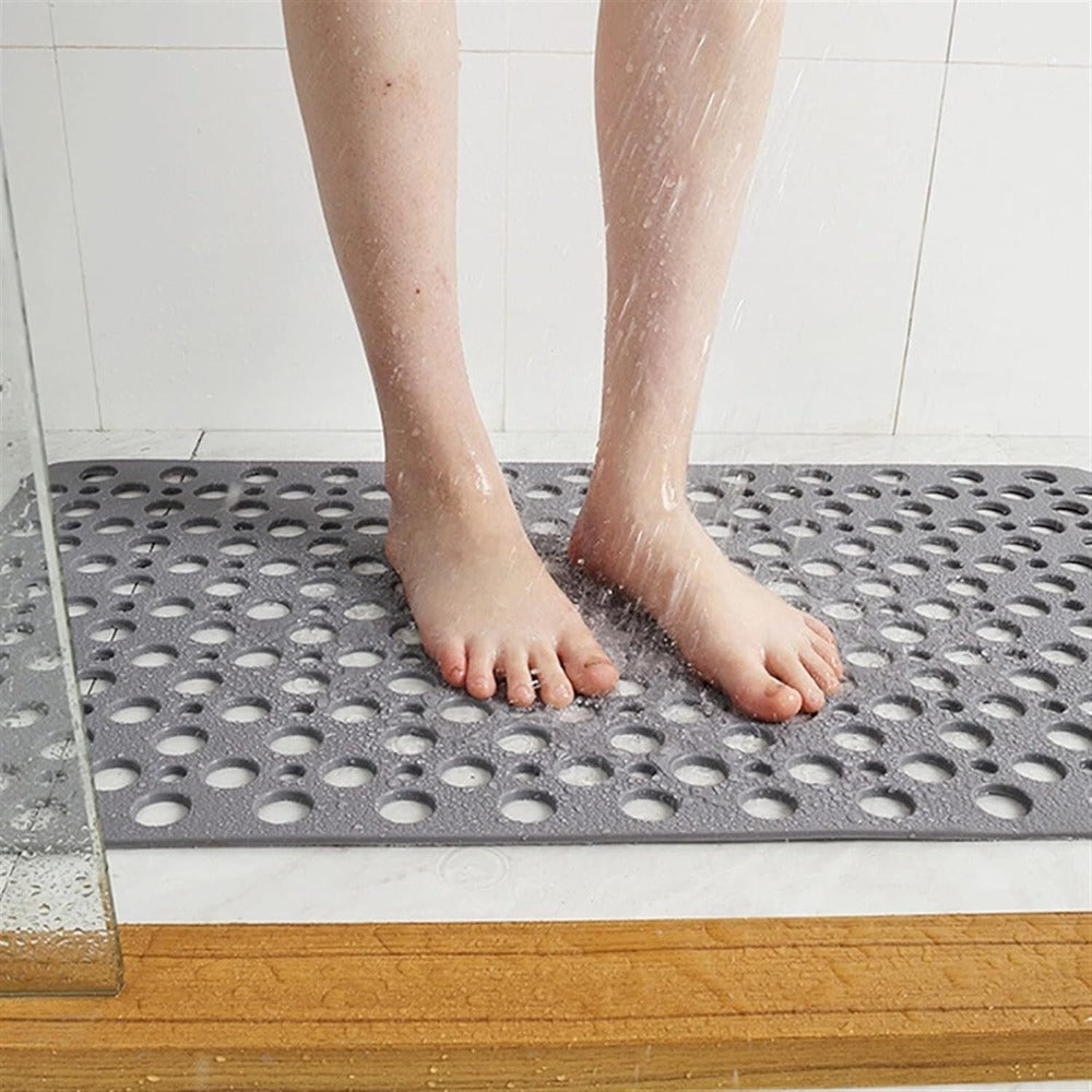 TPE Shower Mat with Suction Cups & Drainage Holes