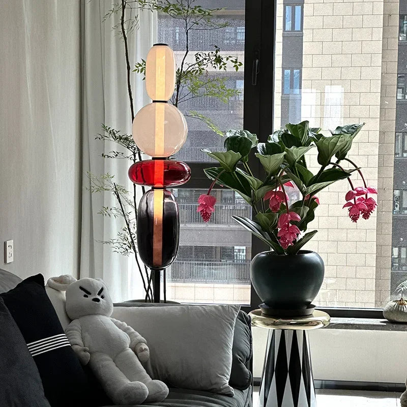 Table Lamp with Frosted Glass Globe and Smoked Glass Base