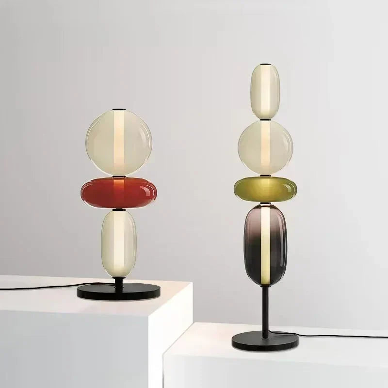 Table Lamp with Frosted Glass Globe and Smoked Glass Base