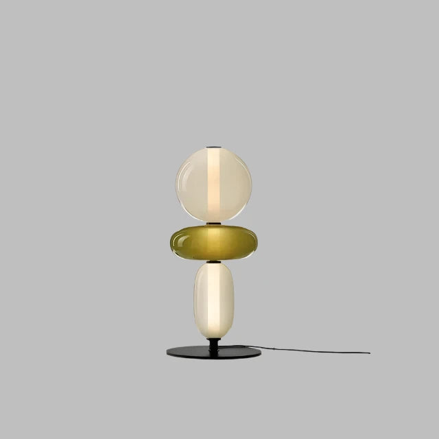 Table Lamp with Frosted Glass Globe and Smoked Glass Base