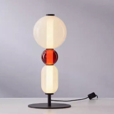 Table Lamp with Frosted Glass Globe and Smoked Glass Base
