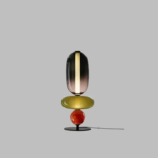 Table Lamp with Frosted Glass Globe and Smoked Glass Base
