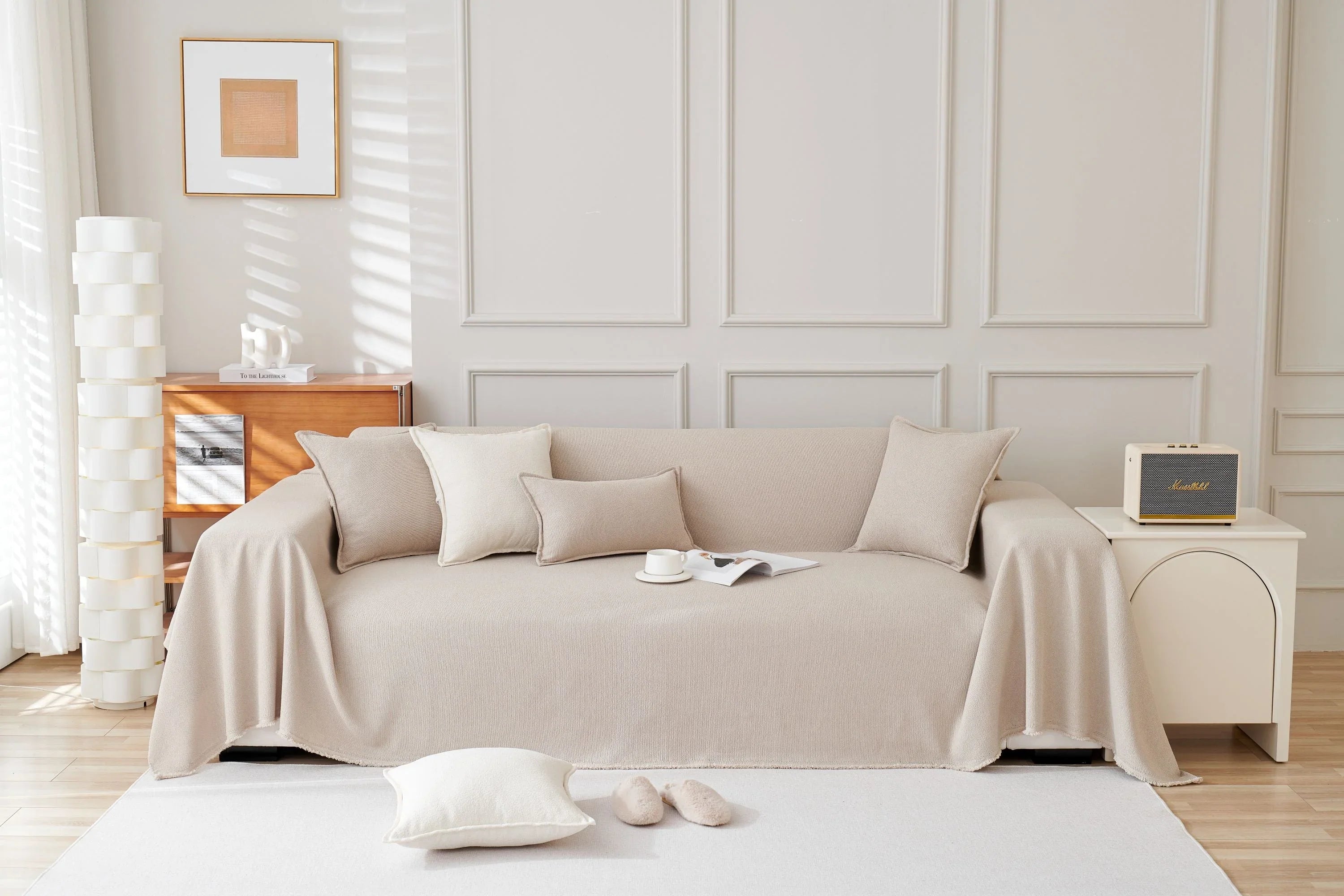 Textured Throw Blanket with Fringed Edges