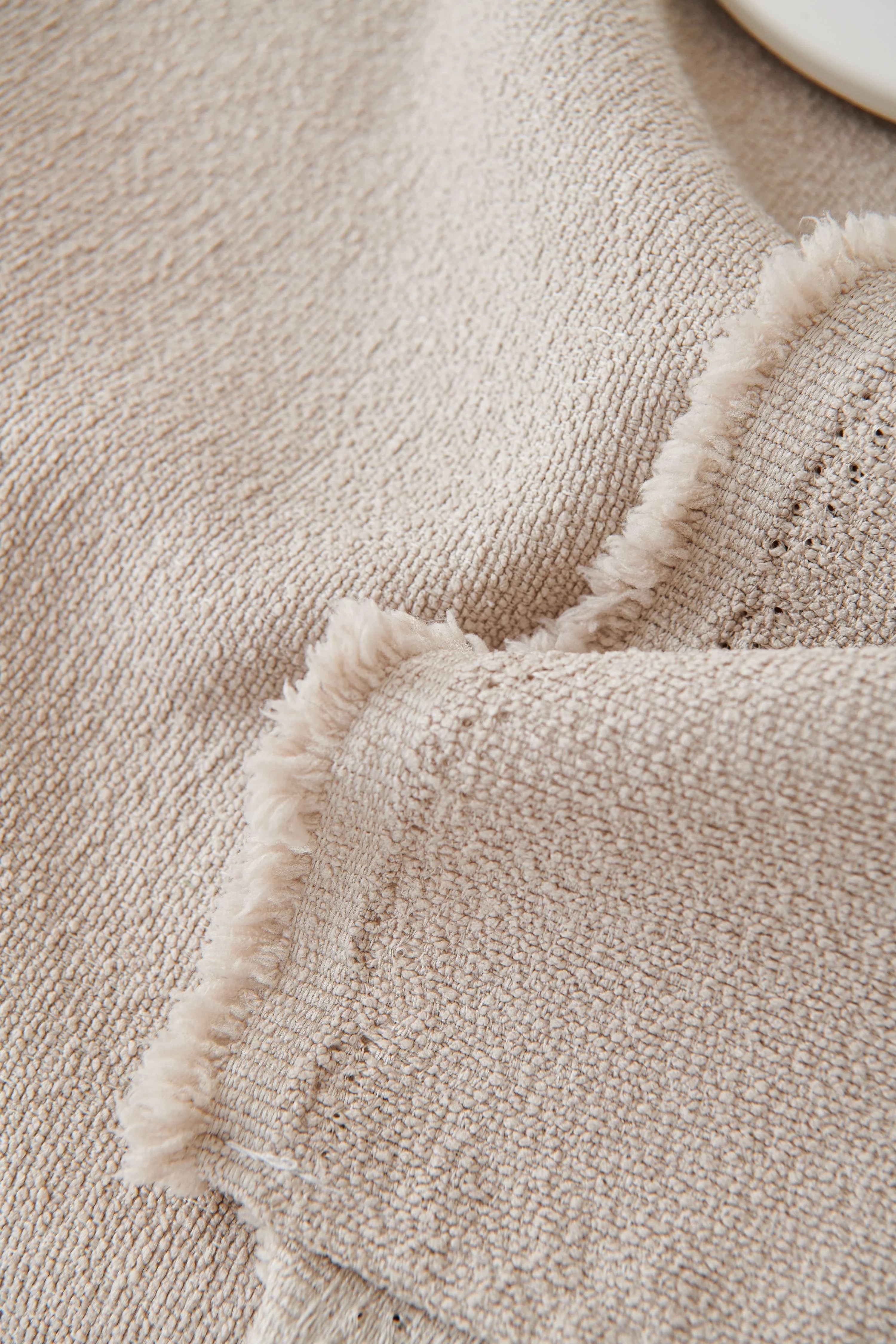 Textured Throw Blanket with Fringed Edges