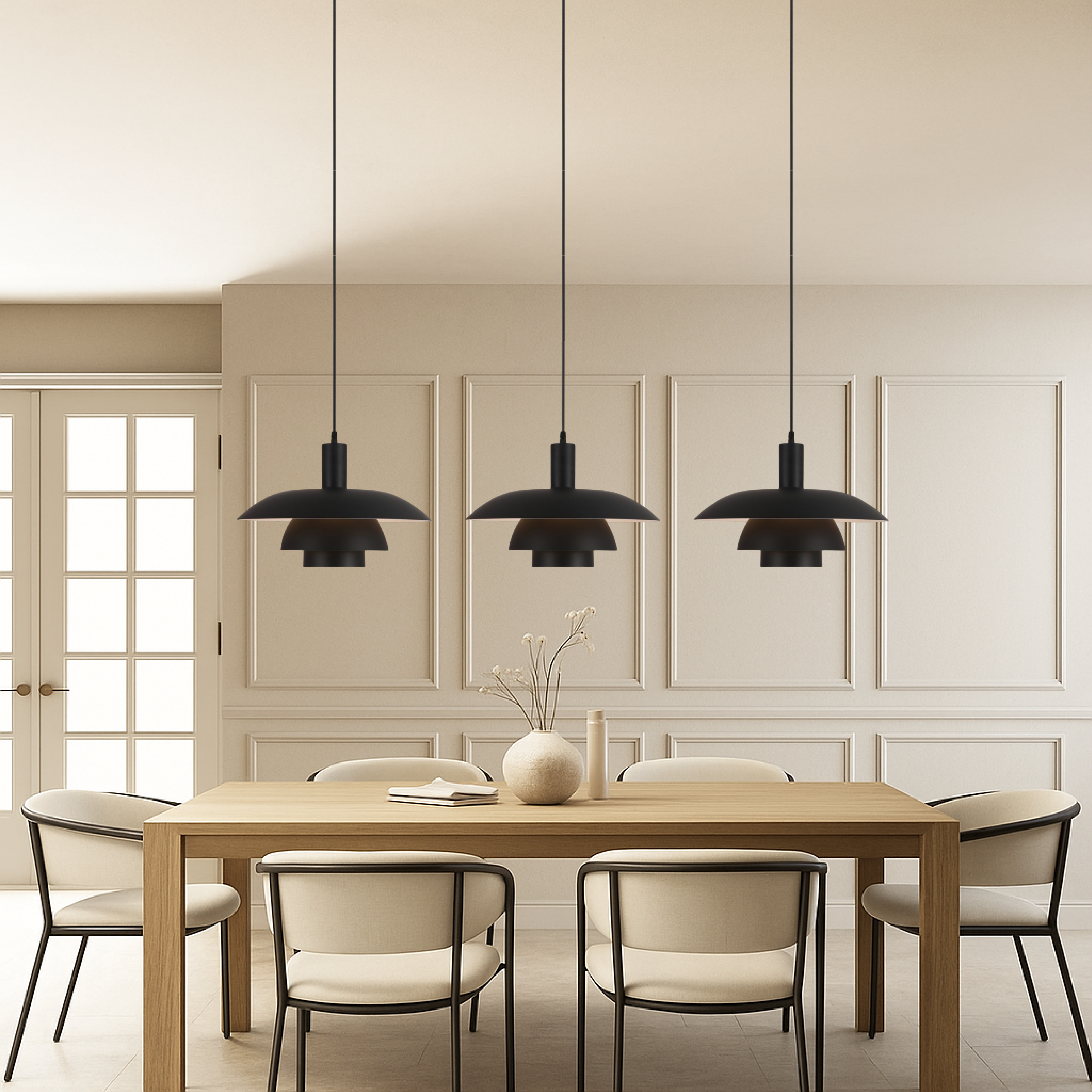 Tiered Metal Pendant Light with Layered Dome Shade