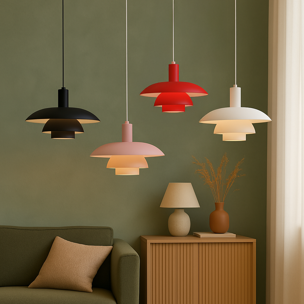 Tiered Metal Pendant Light with Layered Dome Shade