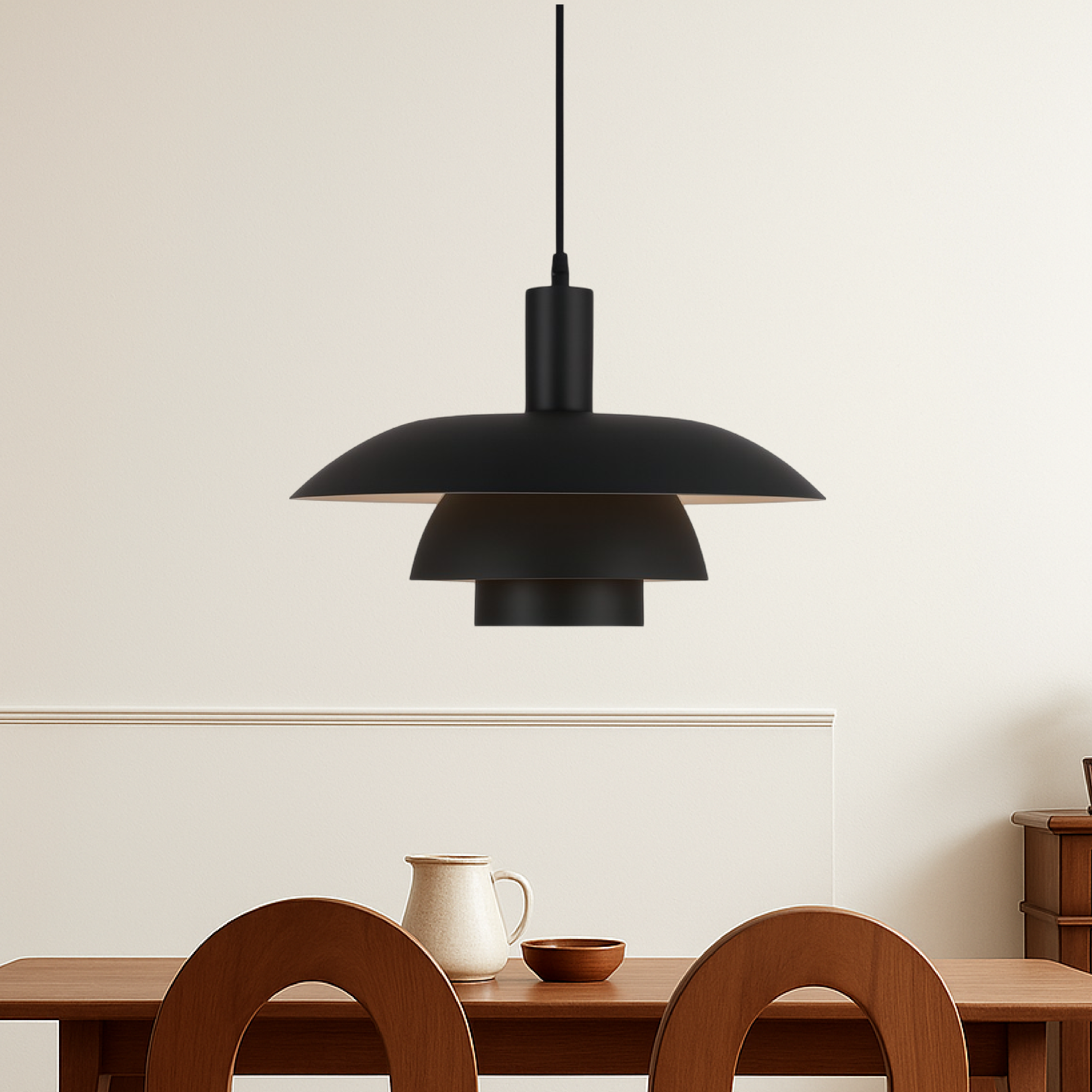 Tiered Metal Pendant Light with Layered Dome Shade