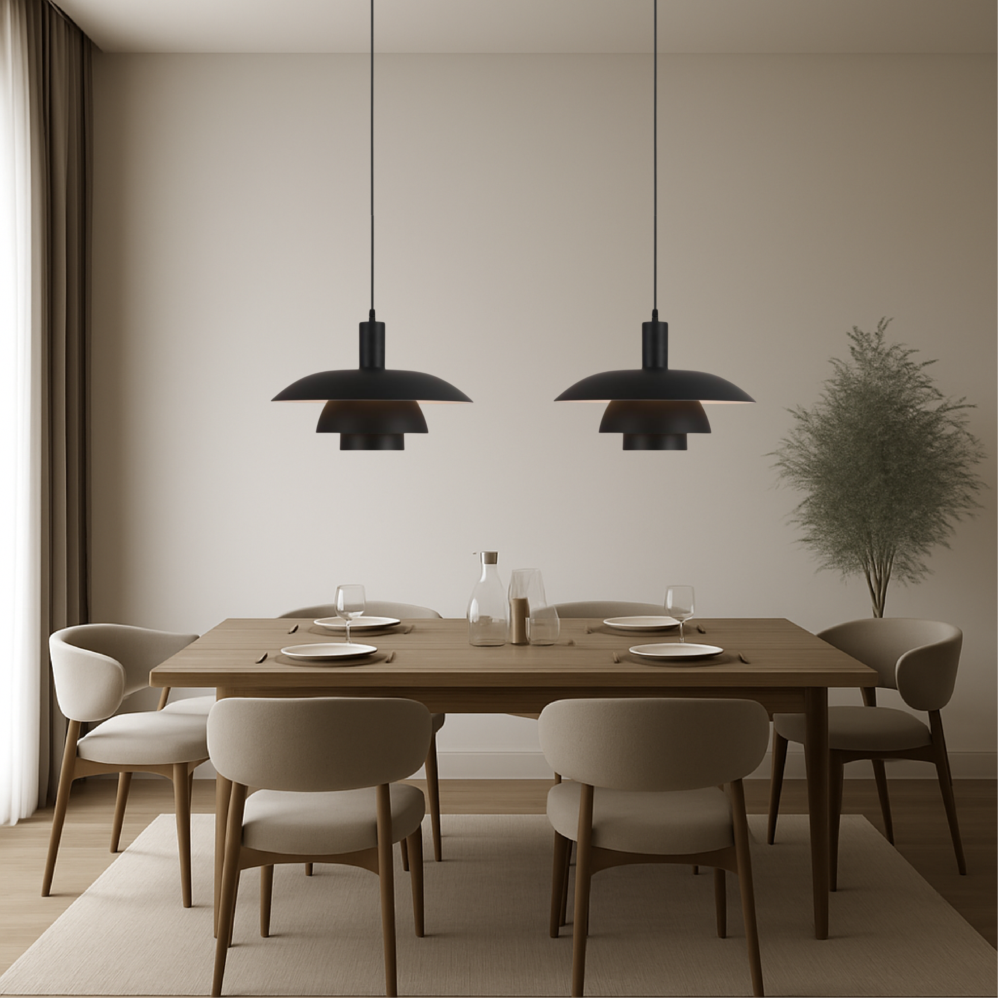 Tiered Metal Pendant Light with Layered Dome Shade