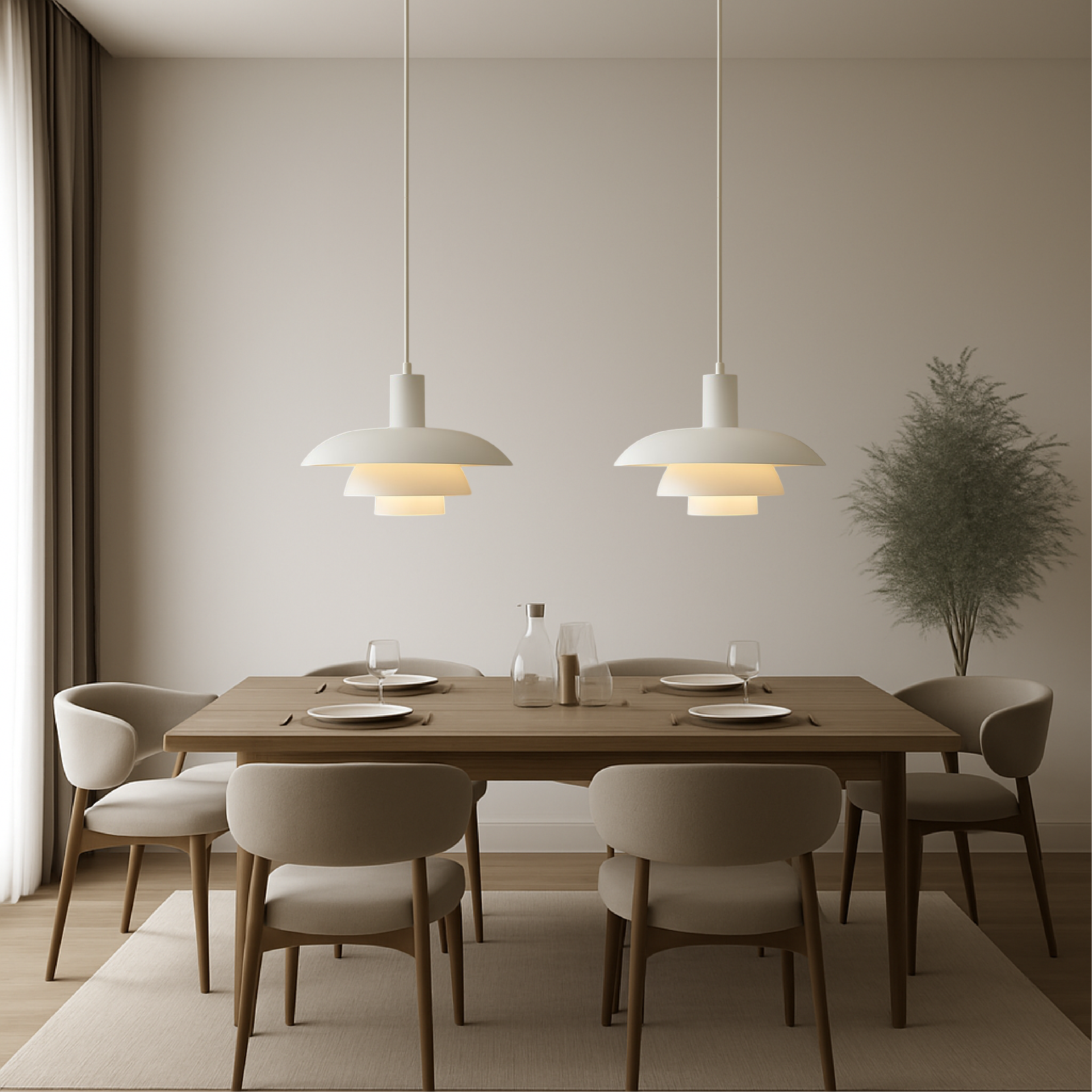 Tiered Metal Pendant Light with Layered Dome Shade