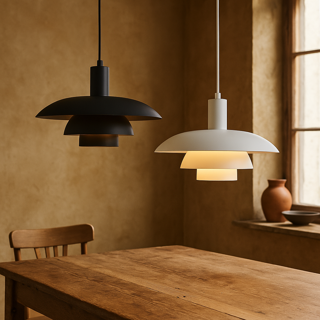Tiered Metal Pendant Light with Layered Dome Shade
