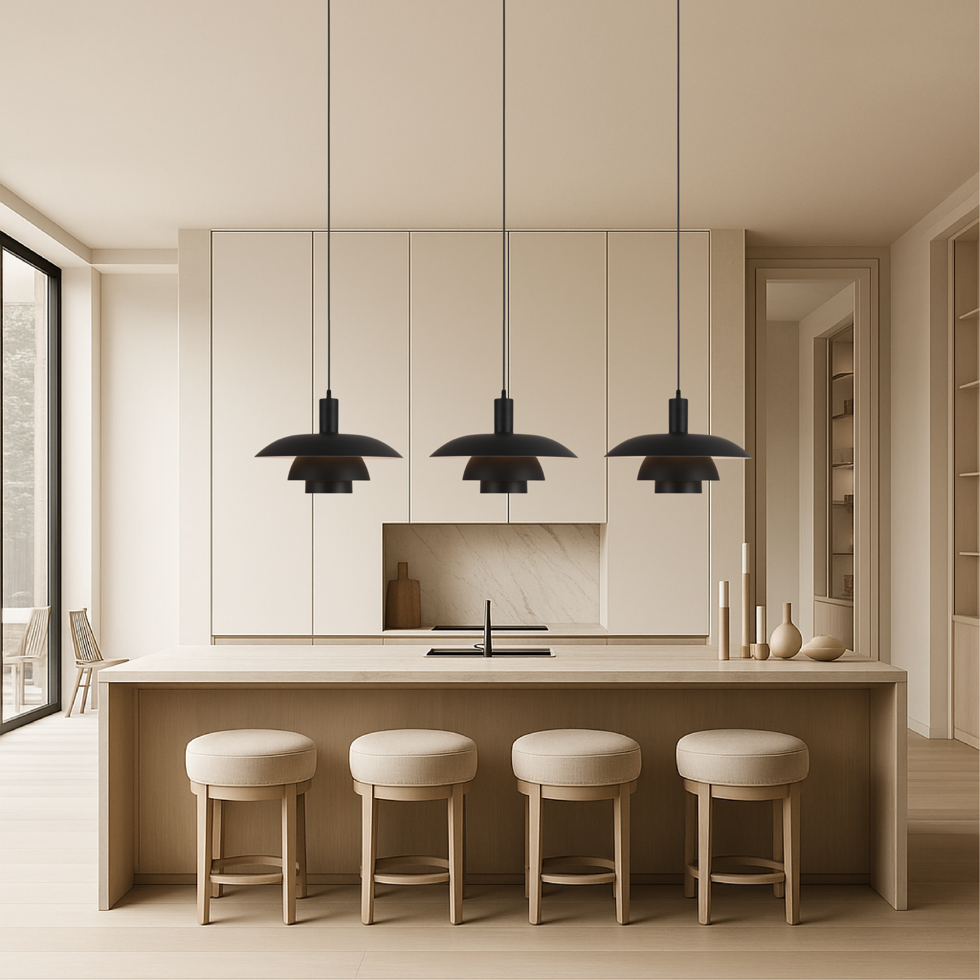 Tiered Metal Pendant Light with Layered Dome Shade