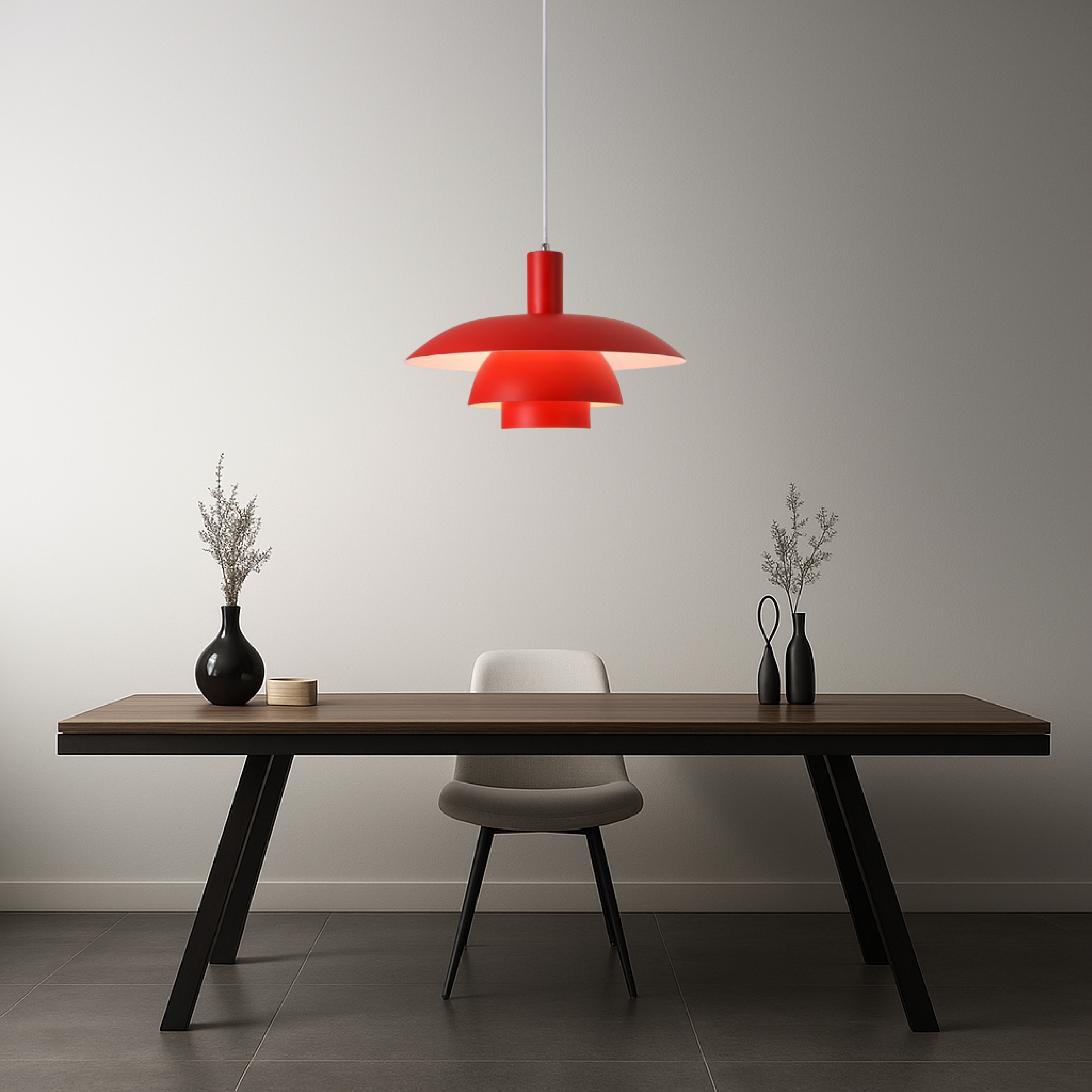 Tiered Metal Pendant Light with Layered Dome Shade
