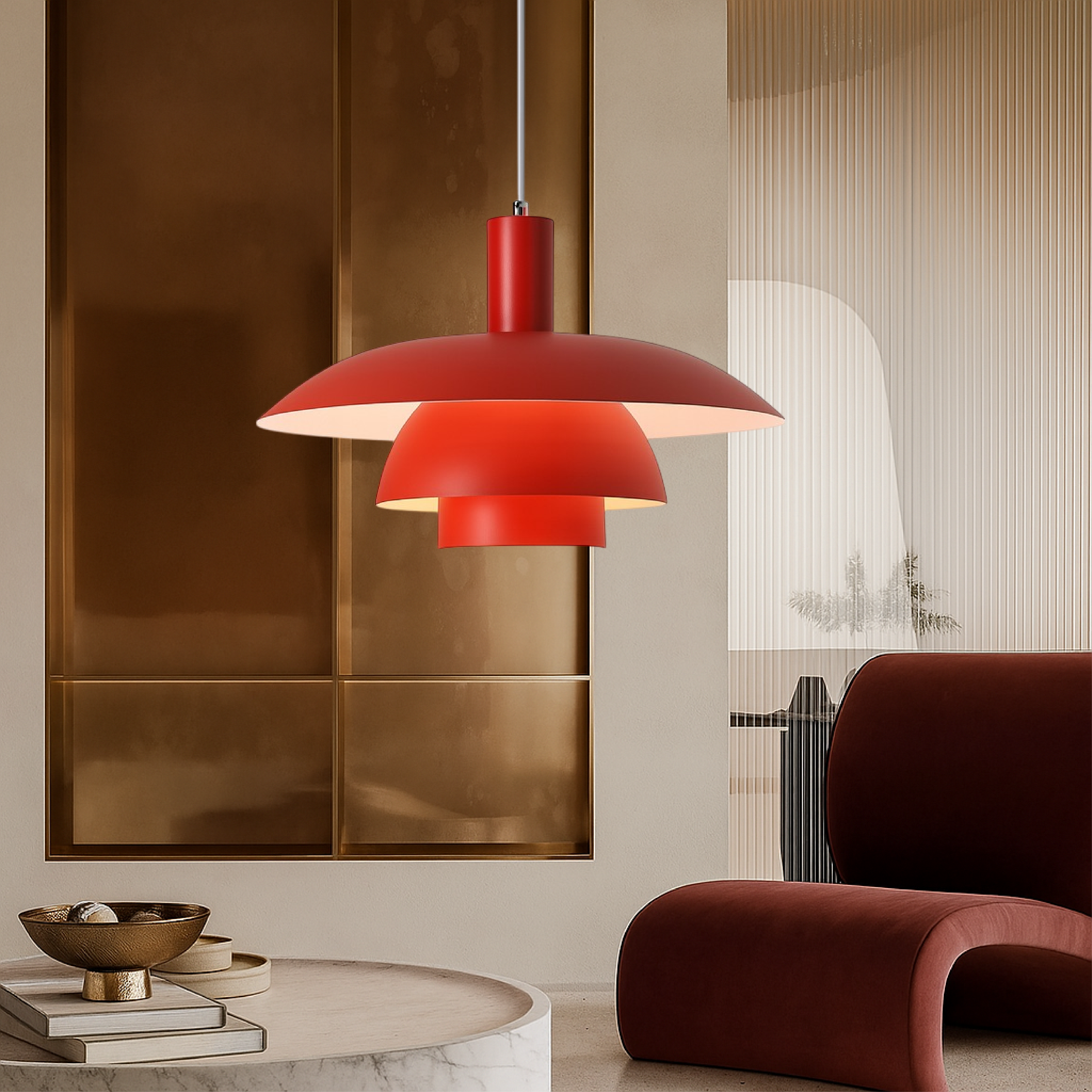 Tiered Metal Pendant Light with Layered Dome Shade