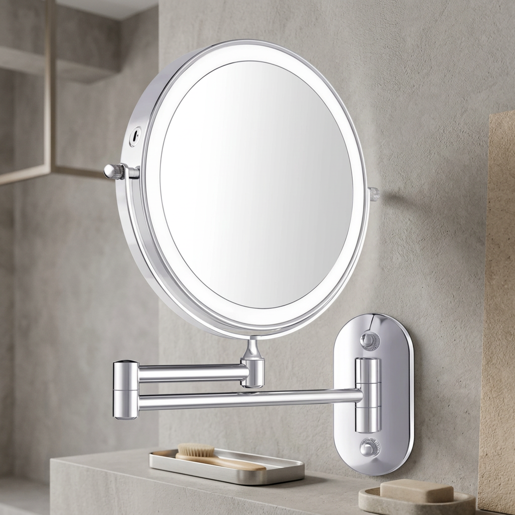 Vanity Mirror with LED Lights and Extendable Arm