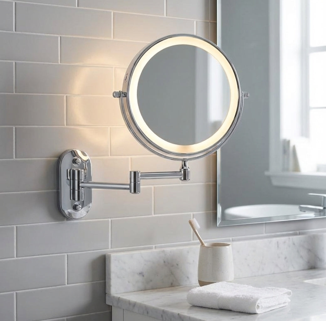 Vanity Mirror with LED Lights and Extendable Arm
